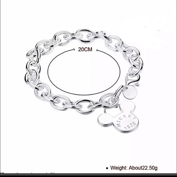 Mickey Mouse Sterling Silver Matching Necklace Bracelet Set - Picture 13 of 13
